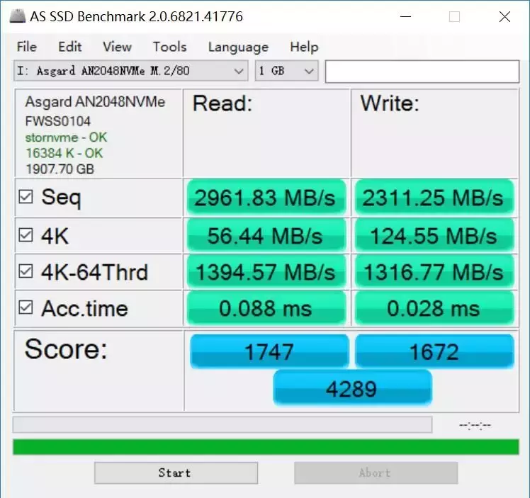 我們拿阿斯加特的 2T 的AN2 NVME固態(tài)對(duì)比256G的固態(tài)來做一個(gè)填盤測(cè)試2.jpg
